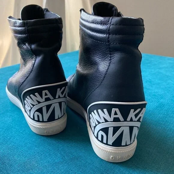 Donna Karan DKNY Women's Black White Wedge Bootie Sneakers Size 9.5 - Picture 9 of 12
